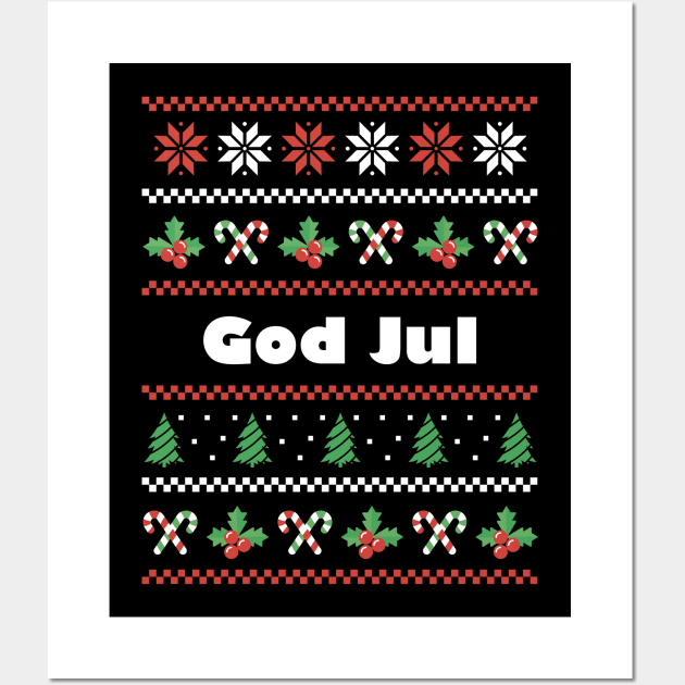 Swedish Christmas God Jul Wall Art by SunburstGeo